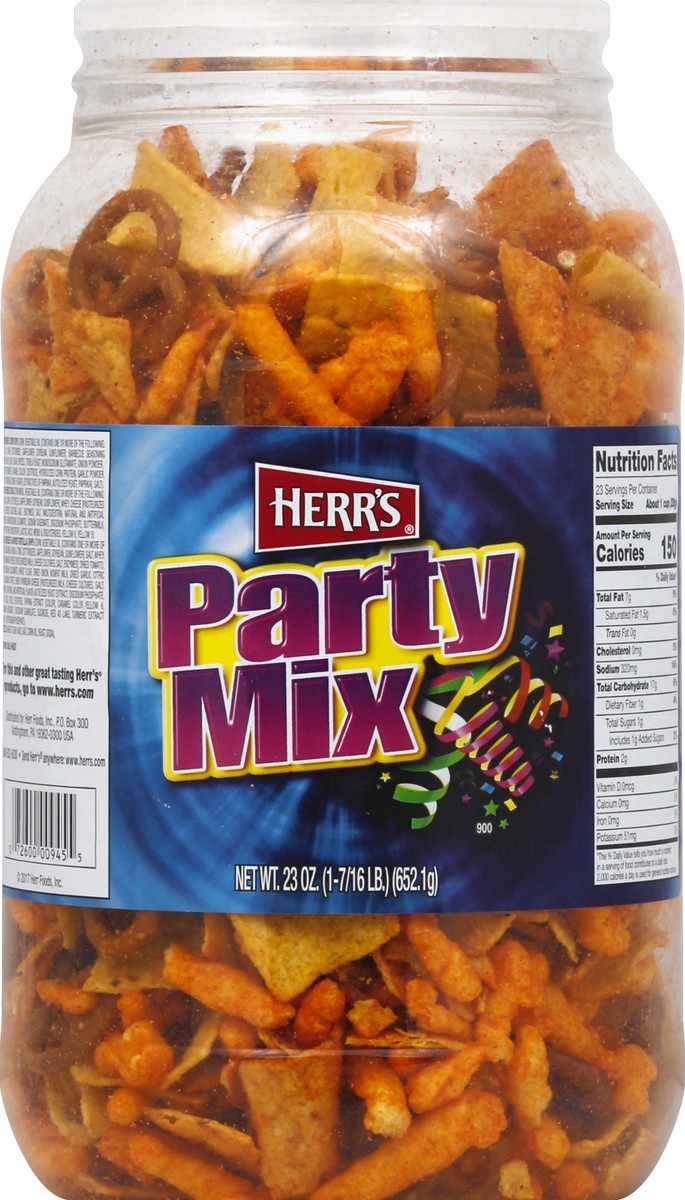 slide 3 of 6, Herr's Party Mix Barrel - 23 oz, 23 oz