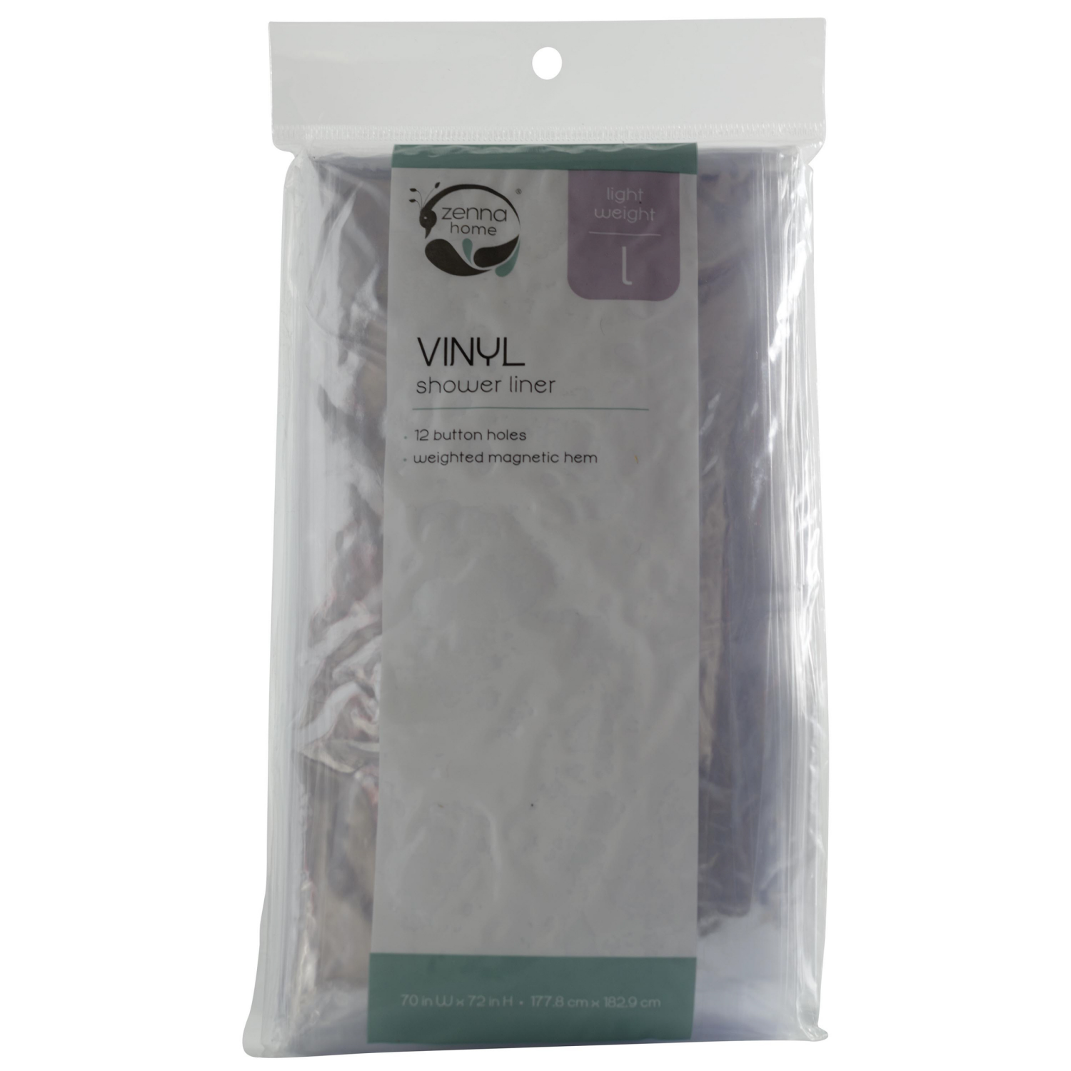 slide 3 of 4, Zenna Home Lightweight Vinyl Shower Curtain Liner, 70 in x 72 in, Clear, 3 gauge