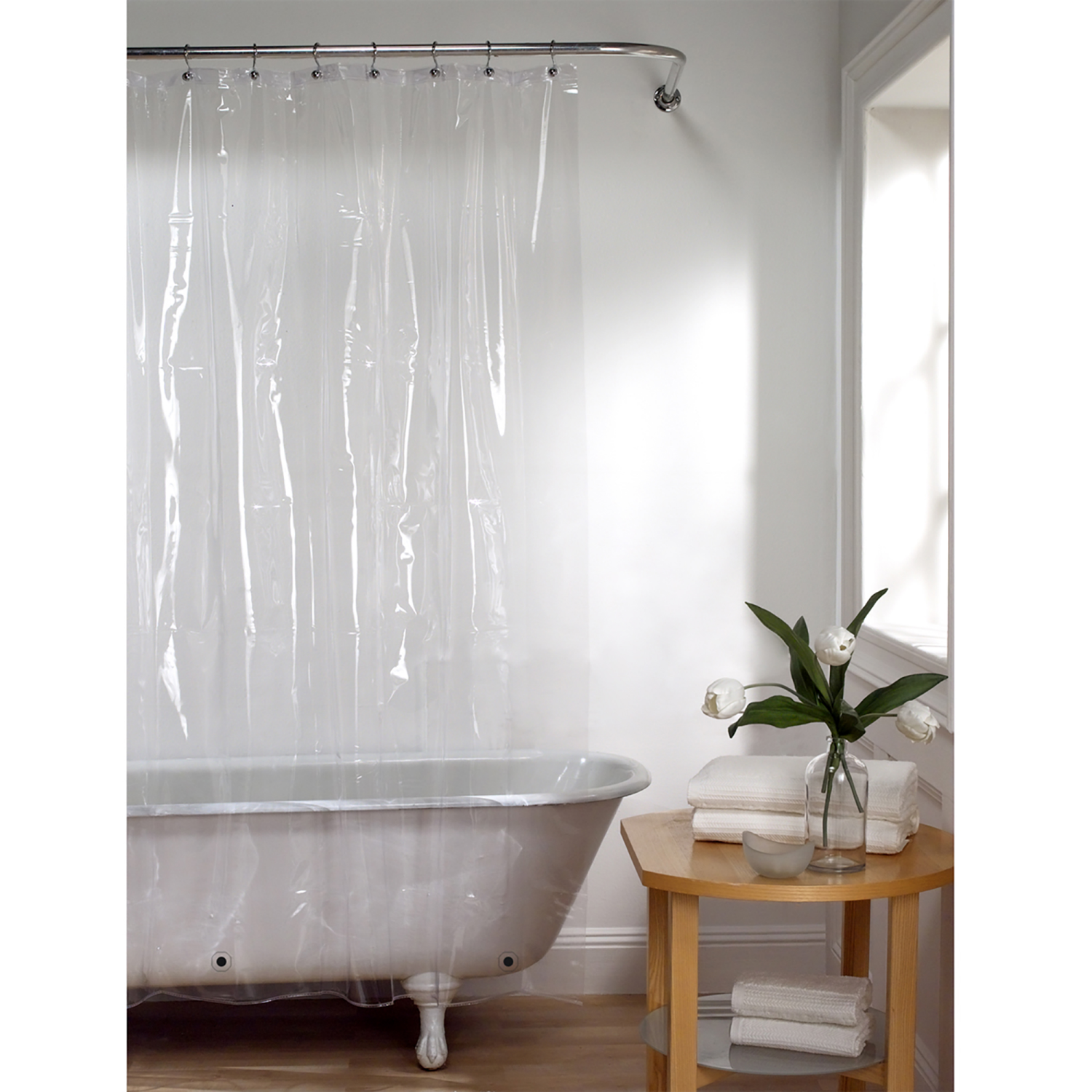 slide 1 of 4, Zenna Home Lightweight Vinyl Shower Curtain Liner, 70 in x 72 in, Clear, 3 gauge