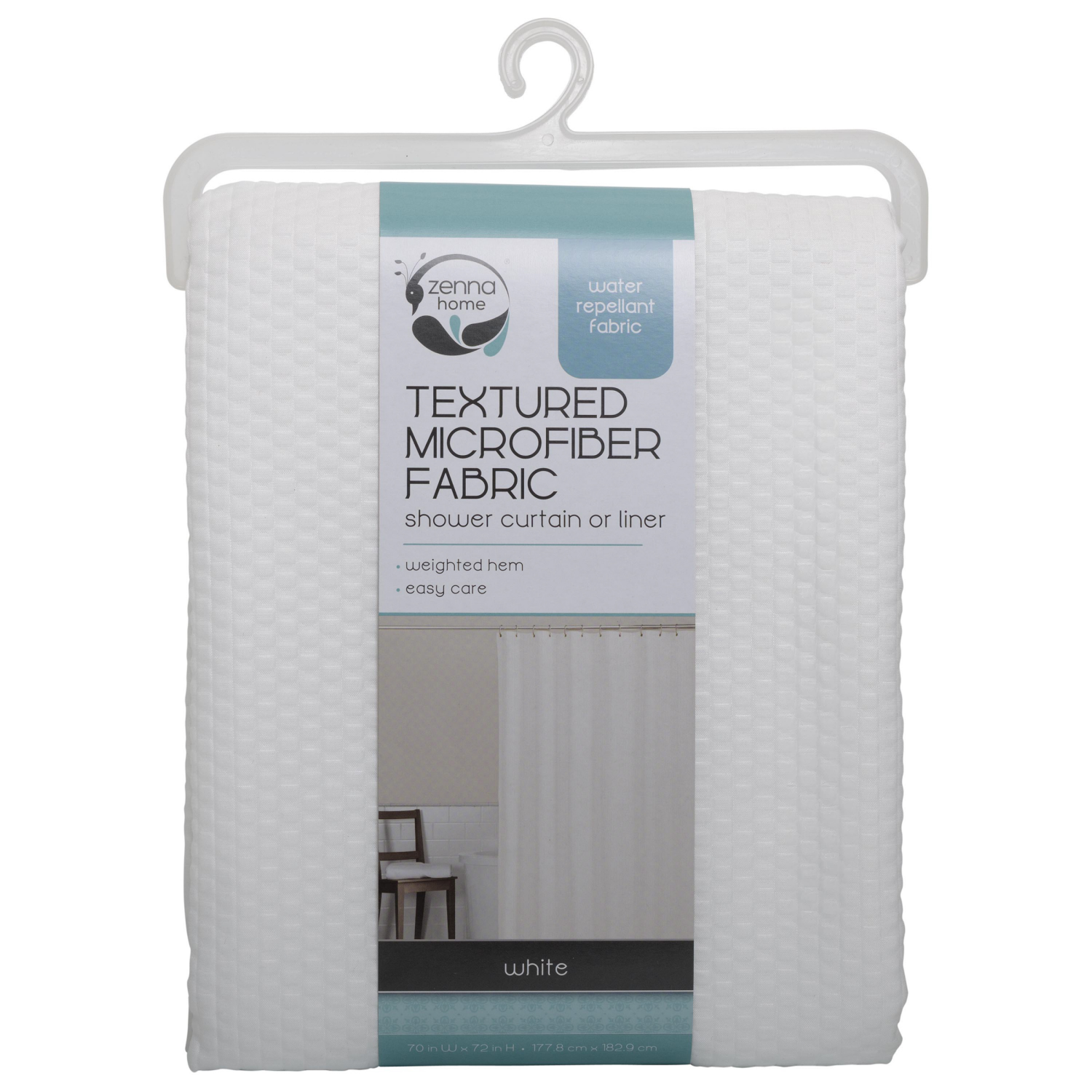 slide 3 of 4, Zenna Home Norwich Microfiber Shower Curtain Liner, 70 in x 72 in, White, 70 x 72 