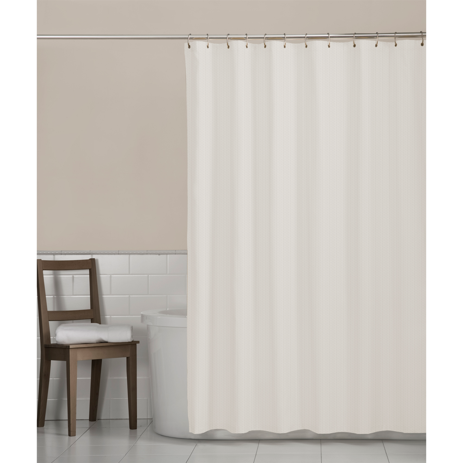 slide 1 of 4, Zenna Home Norwich Microfiber Shower Curtain Liner, 70 in x 72 in, White, 70 x 72 