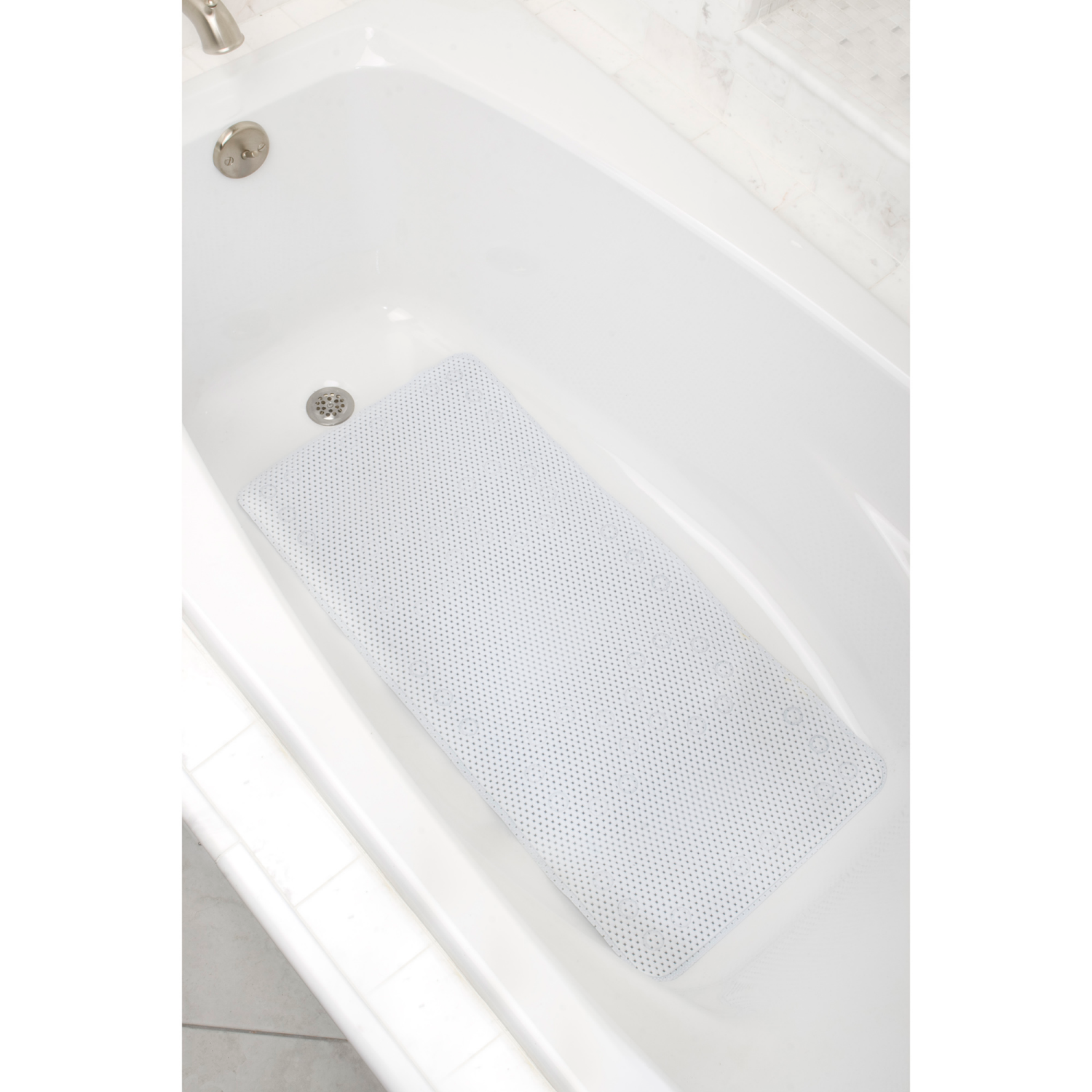 slide 1 of 3, ZENNA HOME Waffle Tub Mat, White, 1 ct