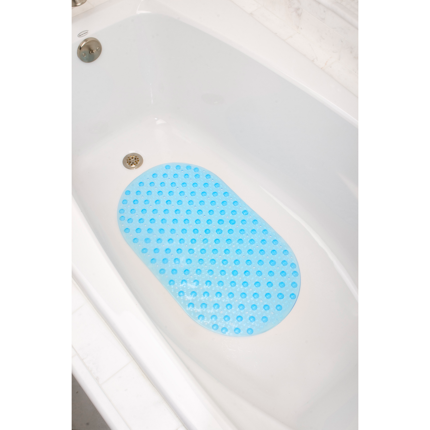 slide 1 of 3, ZENNA HOME Oval Bubble Tub Mat, Blue, 1 ct