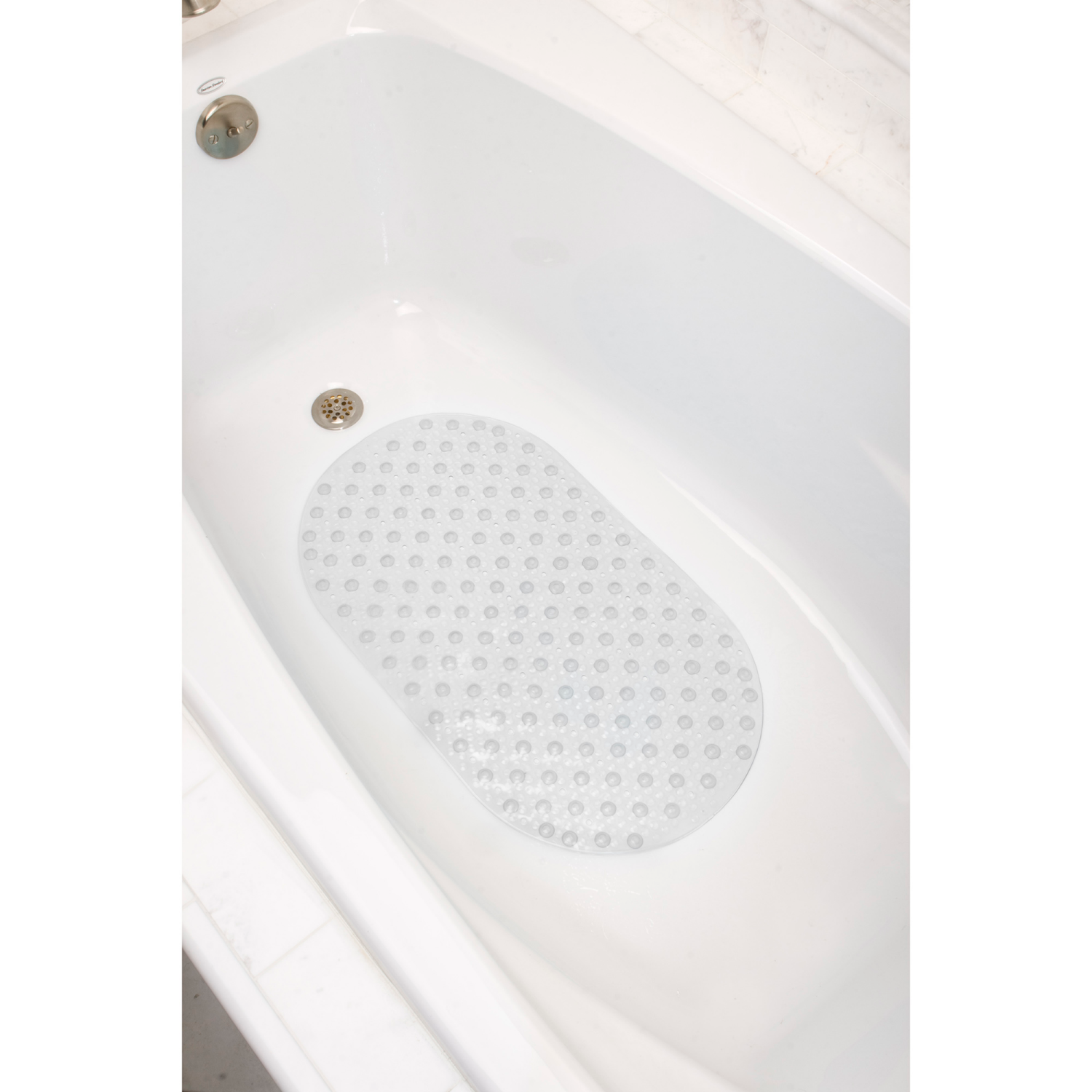 slide 1 of 3, ZENNA HOME Oval Bubble Tub Mat, Clear, 1 ct
