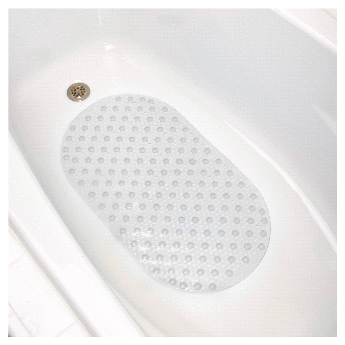 slide 1 of 1, ZENNA HOME Oval Bubble Tub Mat, Clear, 1 ct