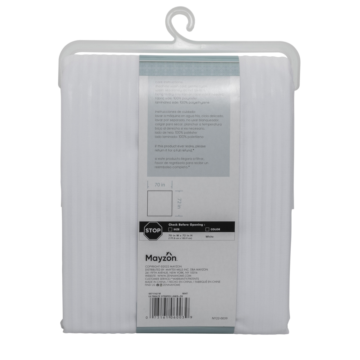 slide 4 of 5, Zenna Home Waterproof Striped Fabric Shower Curtain or Liner, White, 70 in x 72 in