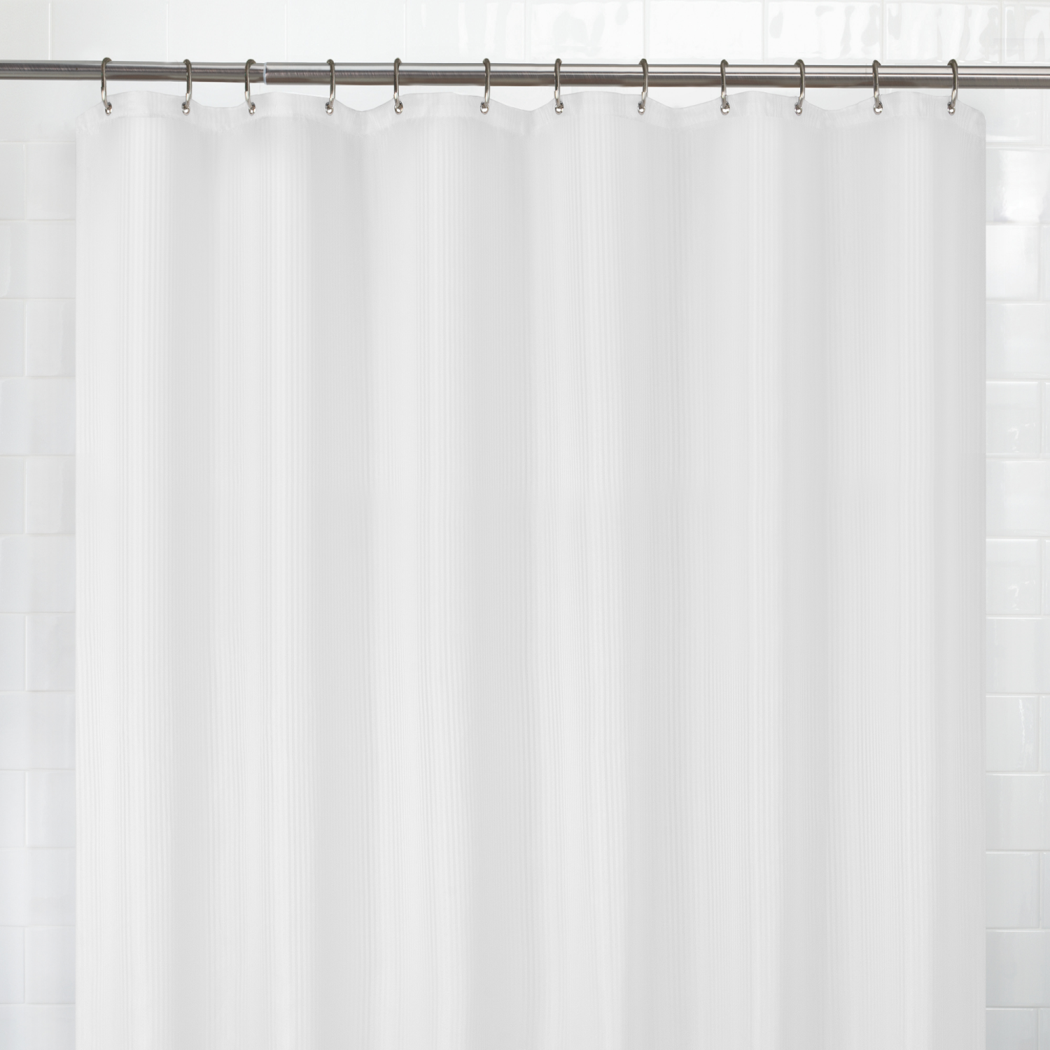 slide 1 of 5, Zenna Home Waterproof Striped Fabric Shower Curtain or Liner, White, 70 in x 72 in