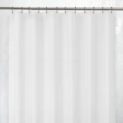 Zenna Home Waterproof Striped Fabric Shower Curtain or Liner, White