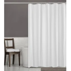Zenna Home Waterproof Herringbone Fabric Shower Curtain/Liner, 70 x 72 in, White