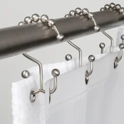 Zenna Home NeverRust Easy-Glide Double Decorative Shower Hooks, Brushed Nickel