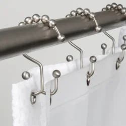 Zenna Home NeverRust Easy-Glide Double Decorative Shower Hooks, Brushed Nickel
