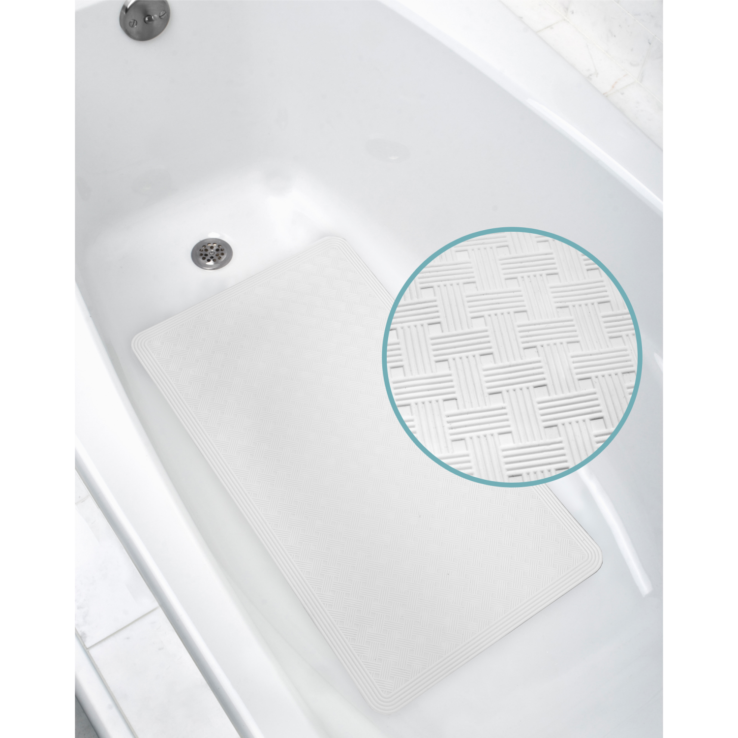 slide 1 of 3, Maytex Zenna Home Skid-Resistant Basket Weave Silicone Bath Mat, White, 1 ct