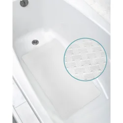 Maytex Zenna Home Skid-Resistant Basket Weave Silicone Bath Mat, White