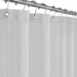 Zenna Home Herringbone Waterproof Fabric Shower Curtain or Liner, Silver
