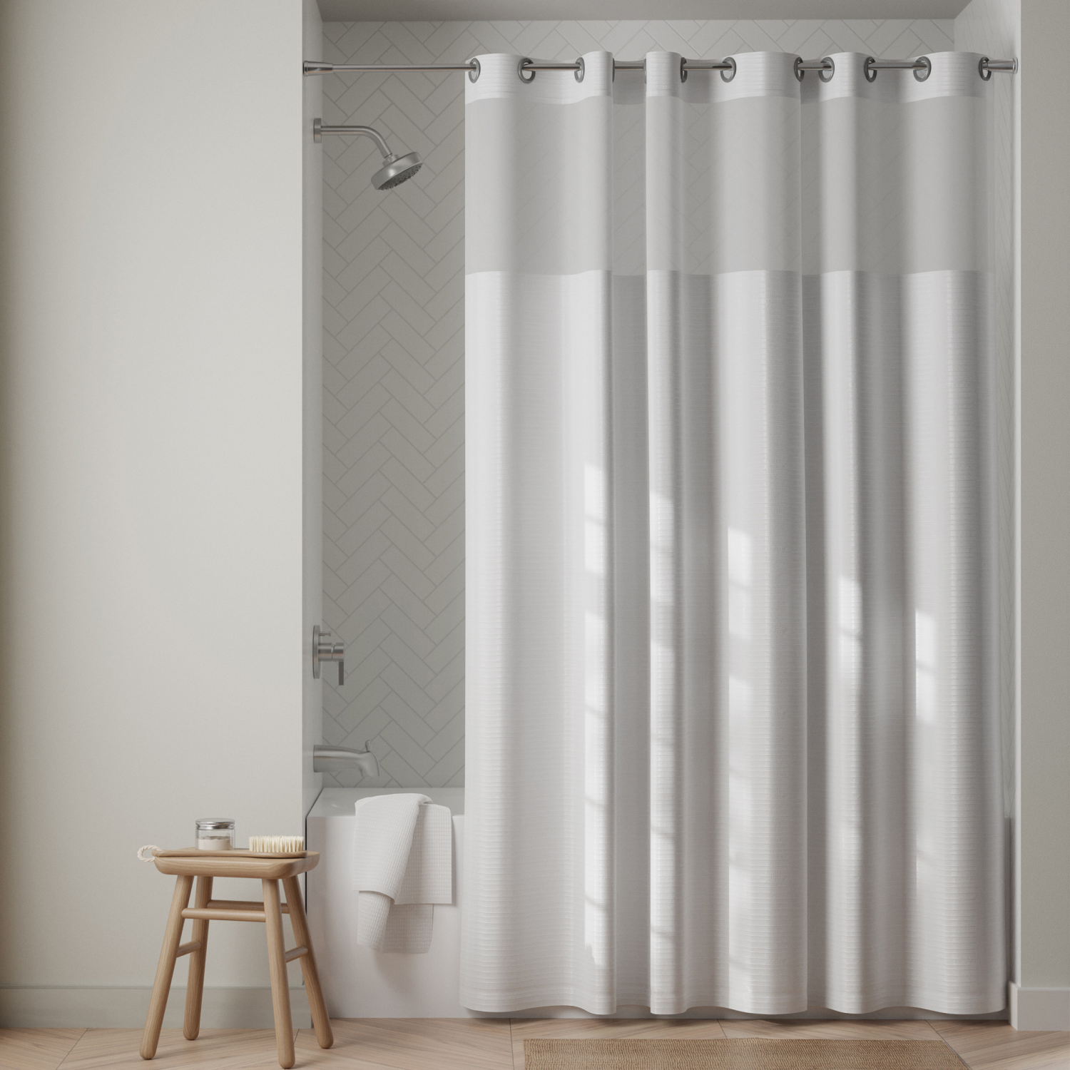 slide 1 of 6, Zenna Home White Insta Curtain Fabric Hotel Shower Curtain 1 ea, 1 ct