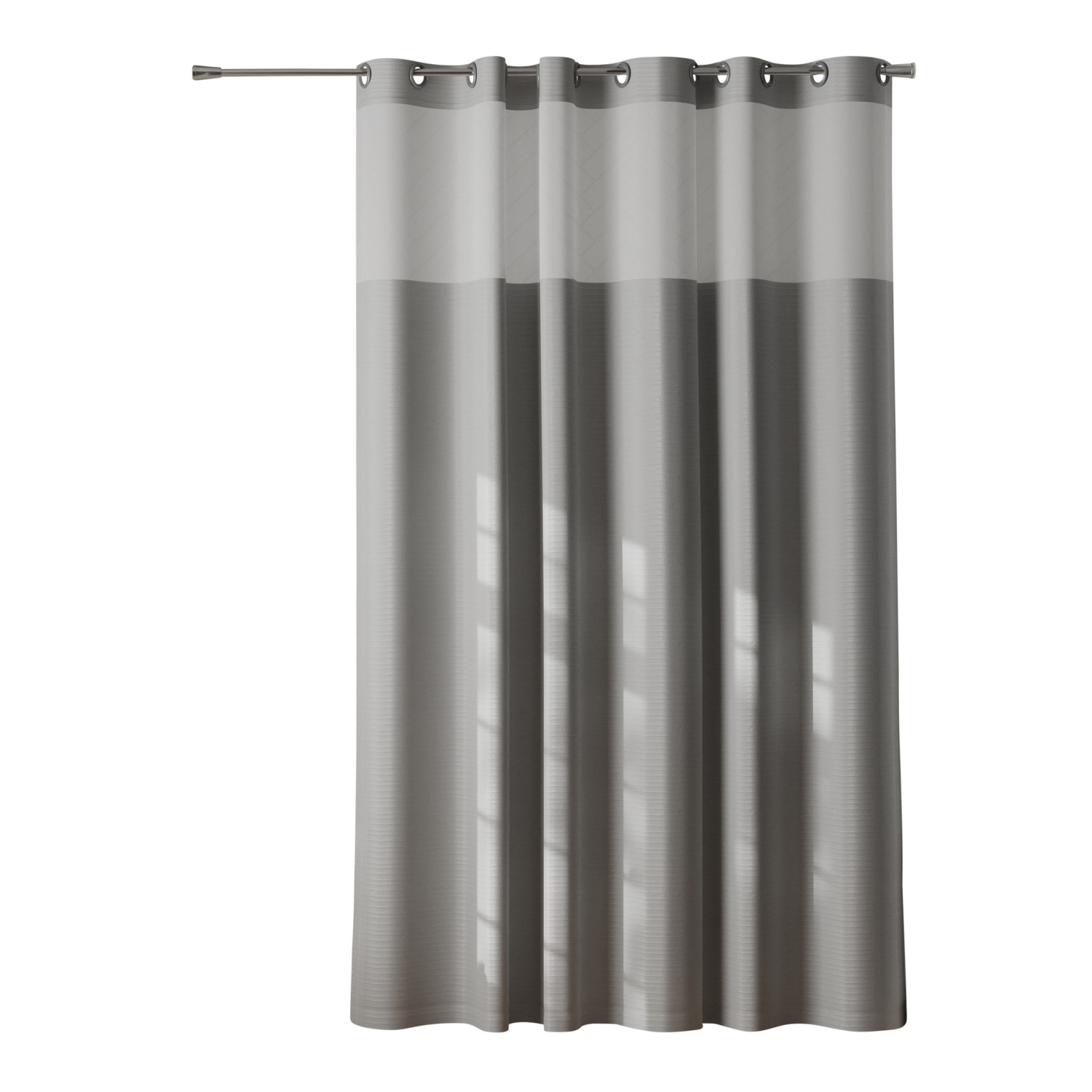 slide 3 of 6, Zenna Home InstaCurtain Kadin Fabric Shower Curtain with View, 71 x 74 in, Grey, 1 ct