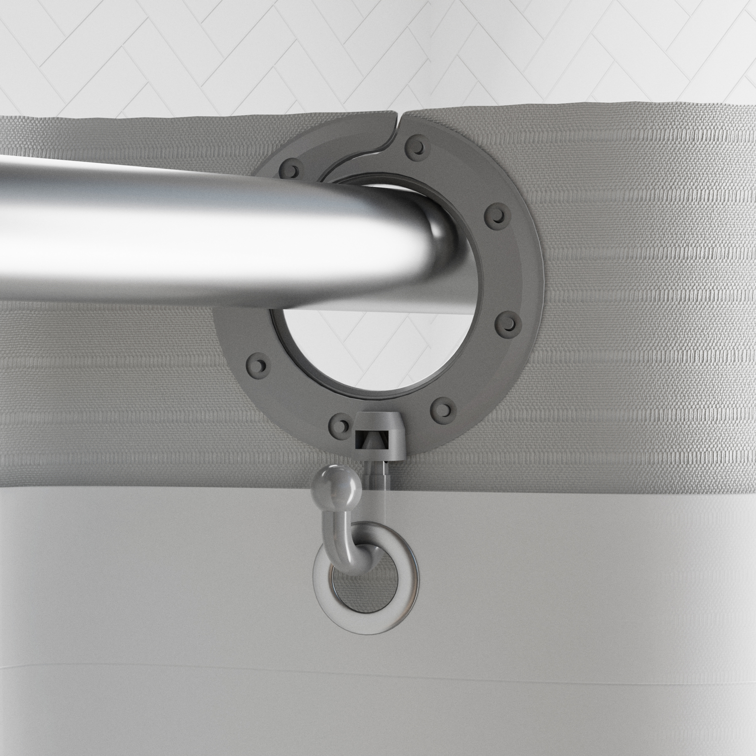 slide 6 of 6, Zenna Home InstaCurtain Kadin Fabric Shower Curtain with View, 71 x 74 in, Grey, 1 ct