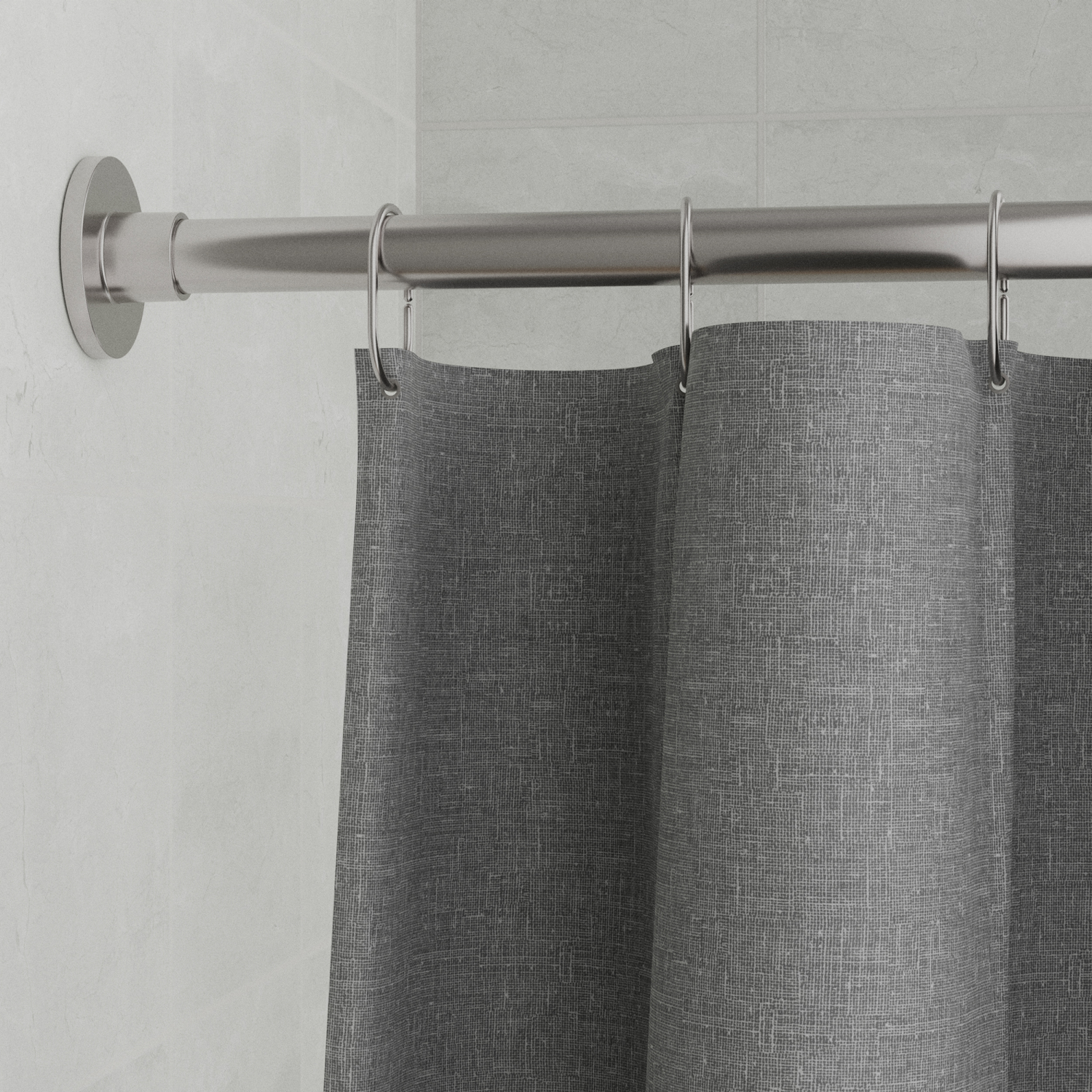 slide 1 of 3, Zenna Home Rustproof Stainless Steel Adjustable Tension Decorative Shower Rod, 50 to 86 inches, Brushed Nickel, 1 ct