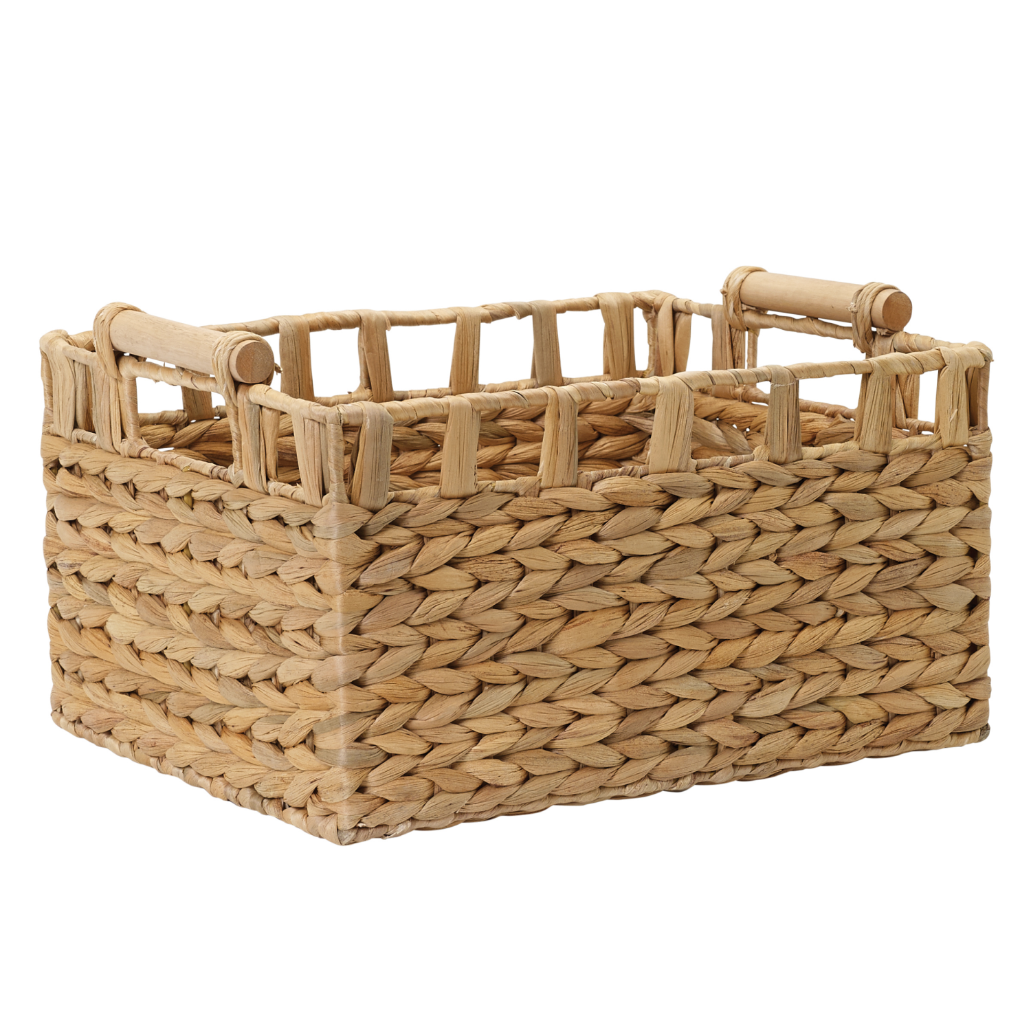 slide 2 of 8, Nat Havana Water Hyacinth Rectangular Basket With Wood Pole, 1 ct