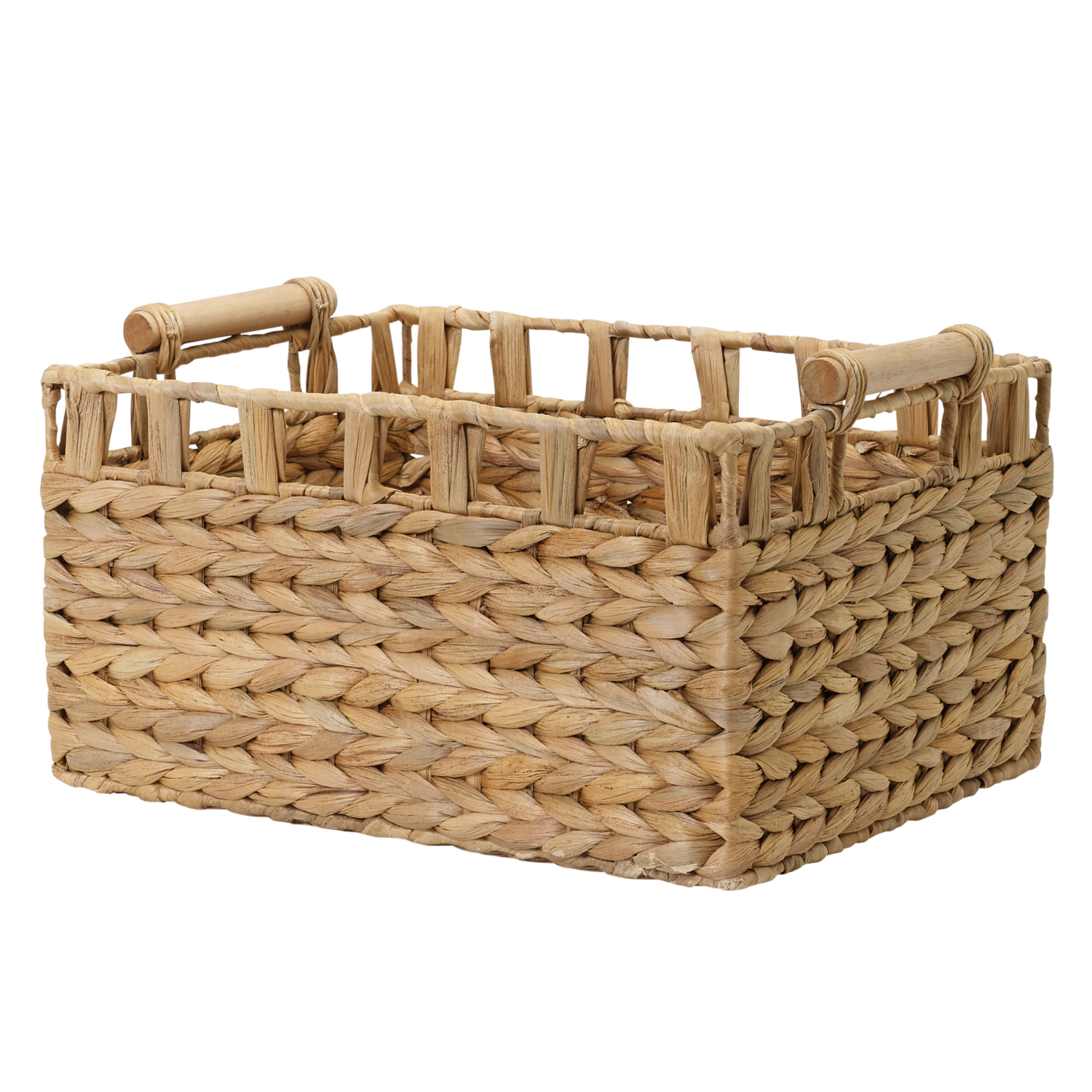 slide 4 of 8, Nat Havana Water Hyacinth Rectangular Basket With Wood Pole, 1 ct