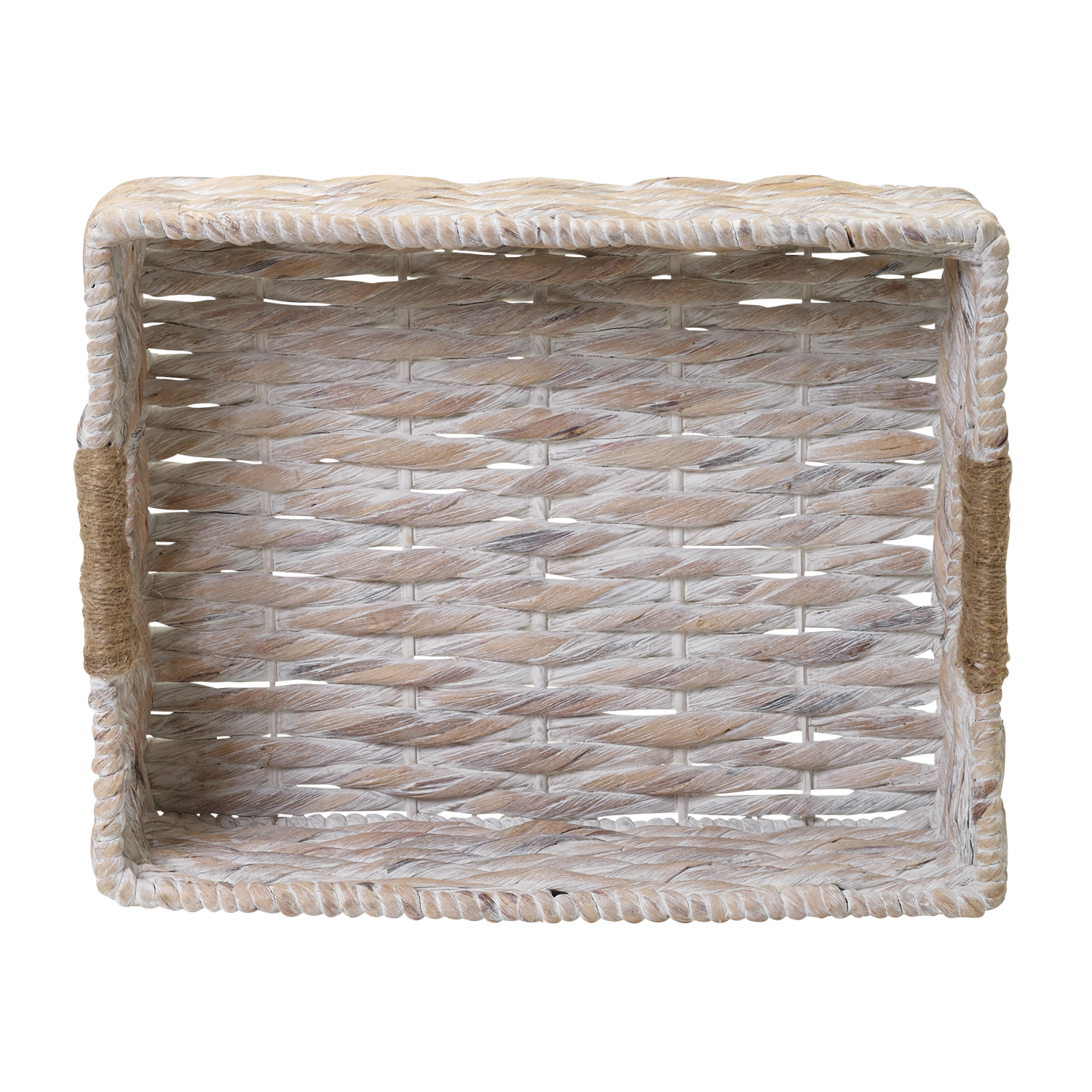 slide 8 of 8, White Wash Twist Hyacinth Rectangular Basket with Jute Wrap, 1 ct