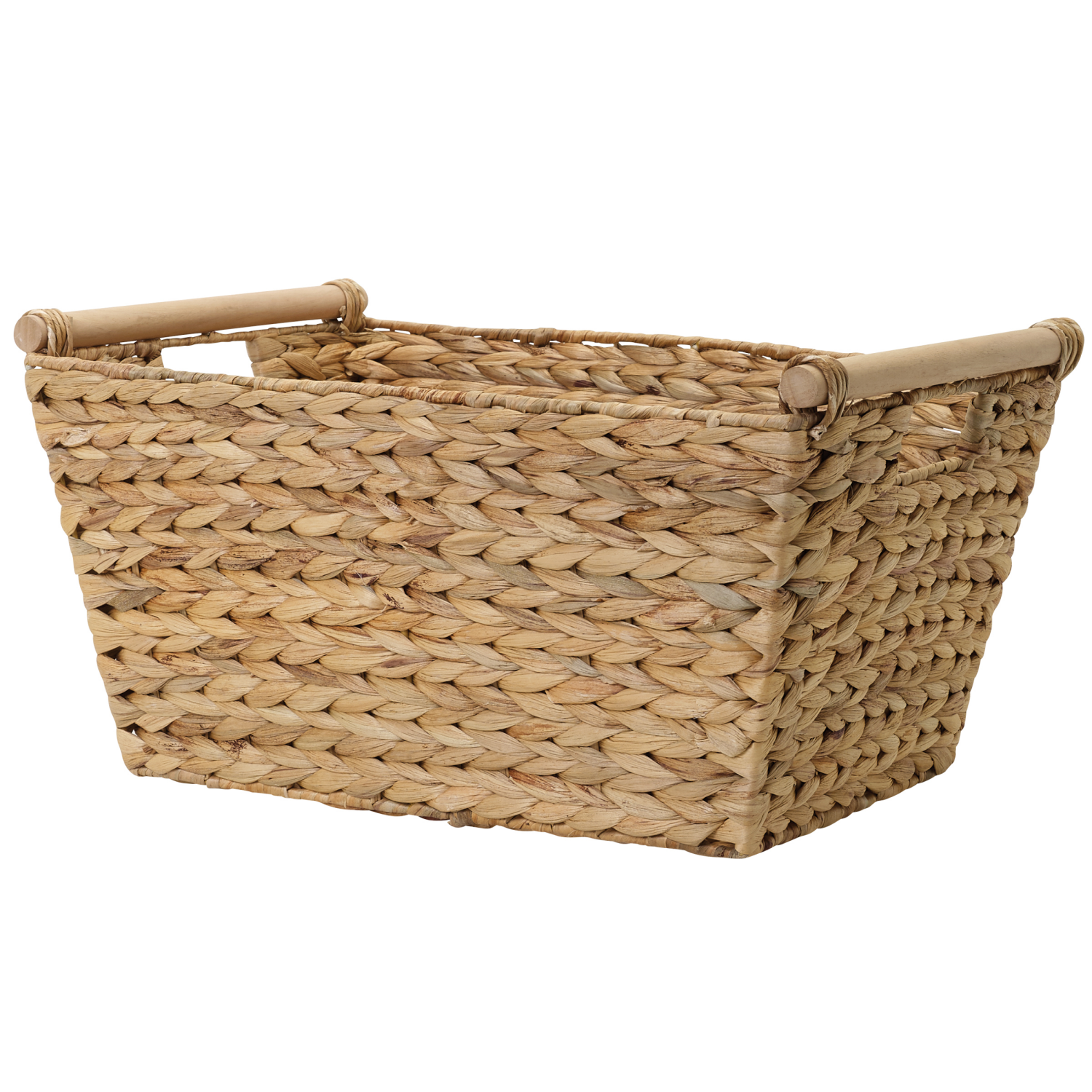 slide 3 of 5, Natural Havana Hyacinth Rectangular Basket with Wood Pole, 1 ct