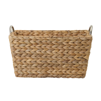 slide 6 of 25, Natural Havana Hyacinth Rectangular Basket with Chrome Ring Handles, 1 ct