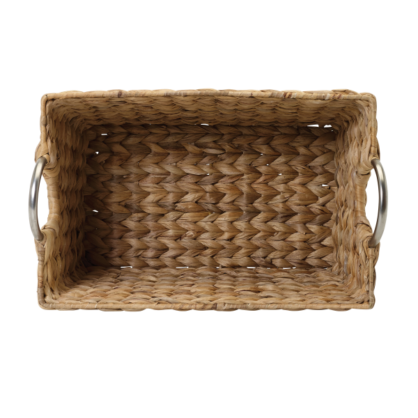slide 7 of 25, Natural Havana Hyacinth Rectangular Basket with Chrome Ring Handles, 1 ct