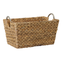 slide 9 of 25, Natural Havana Hyacinth Rectangular Basket with Chrome Ring Handles, 1 ct