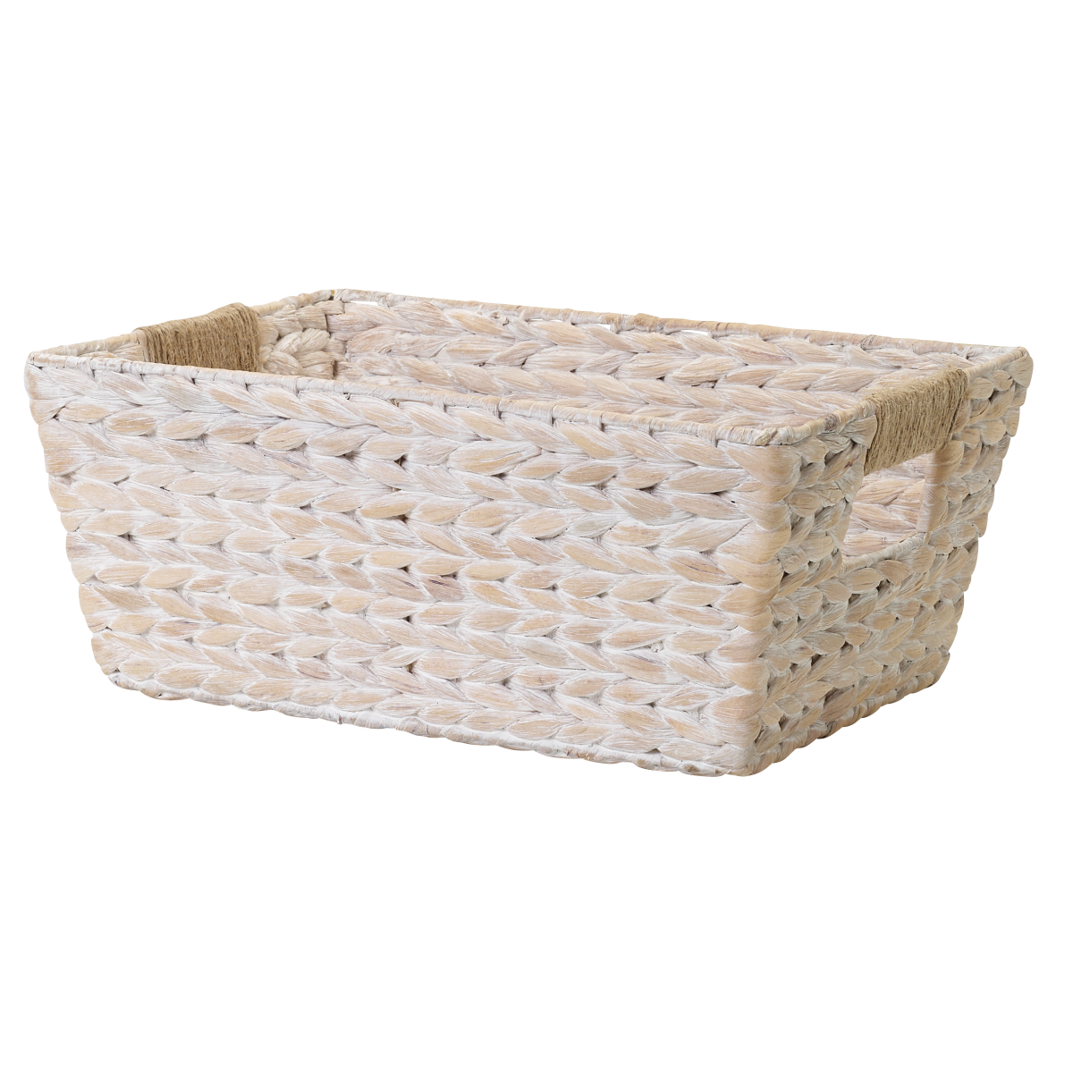 slide 5 of 5, White Water Hyacinth Tapered Jute Basket With Handles, 1 ct