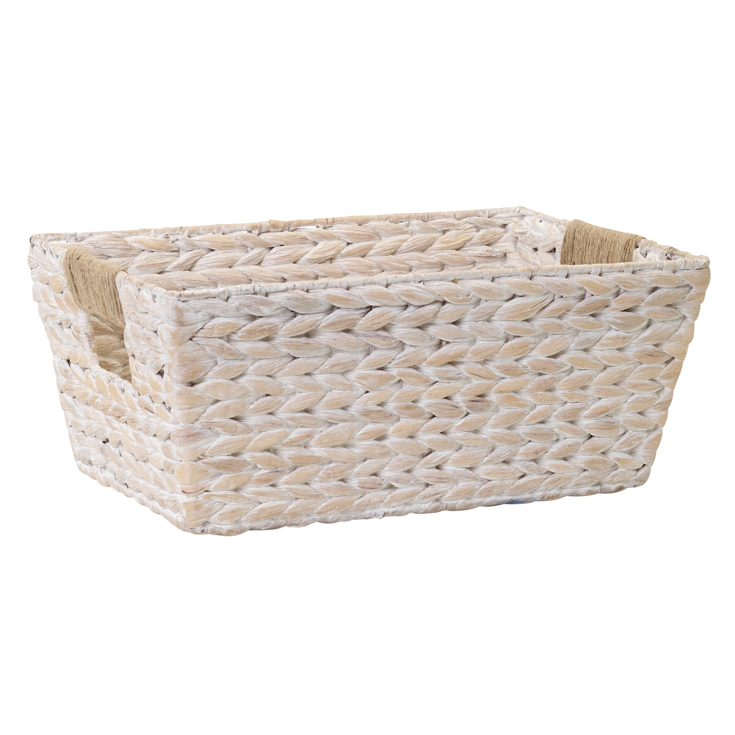 slide 2 of 5, White Water Hyacinth Tapered Jute Basket With Handles, 1 ct