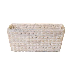 White Water Hyacinth Tapered Jute Basket With Handles