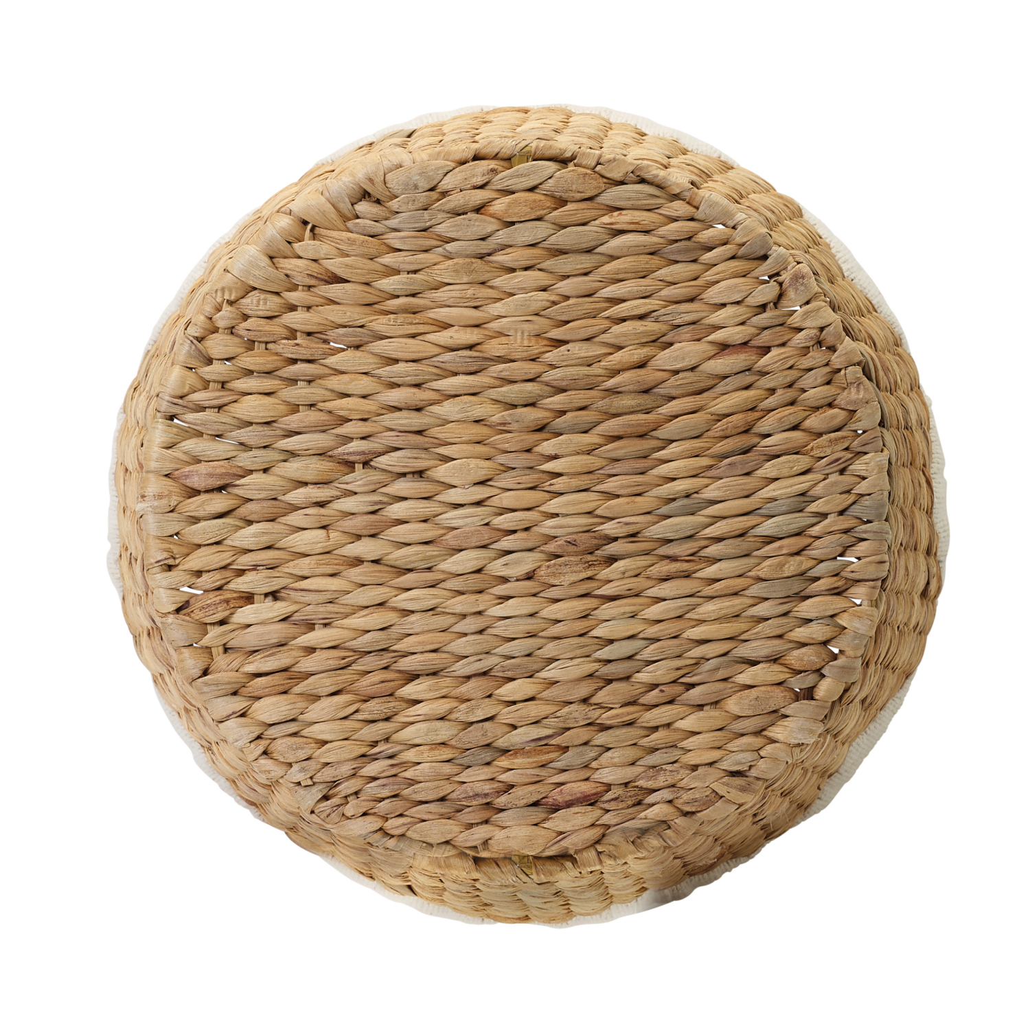 slide 3 of 8, Natural Ricenut Hyacinth Round Basket with Yarn, 1 ct