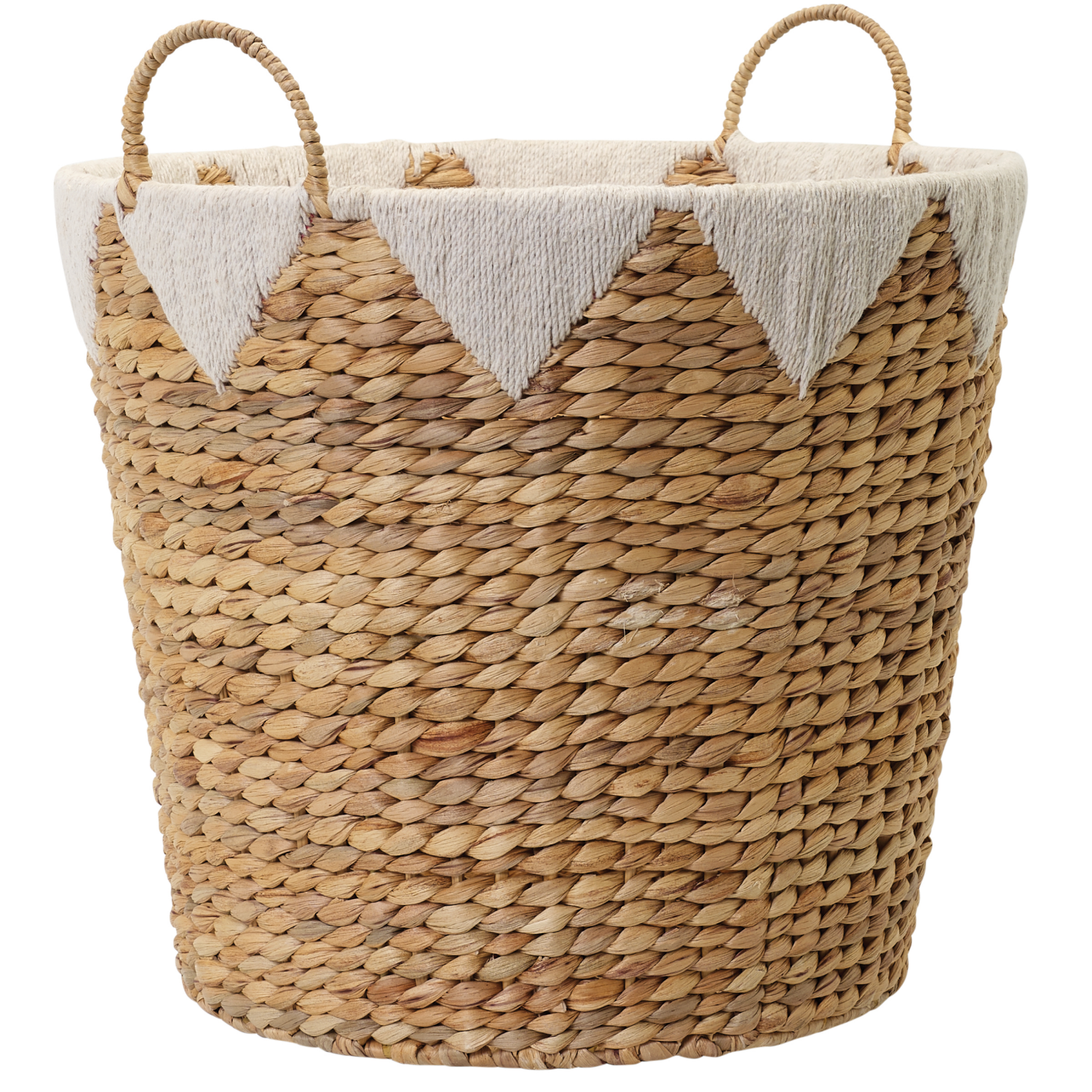slide 4 of 8, Natural Ricenut Hyacinth Round Basket with Yarn, 1 ct