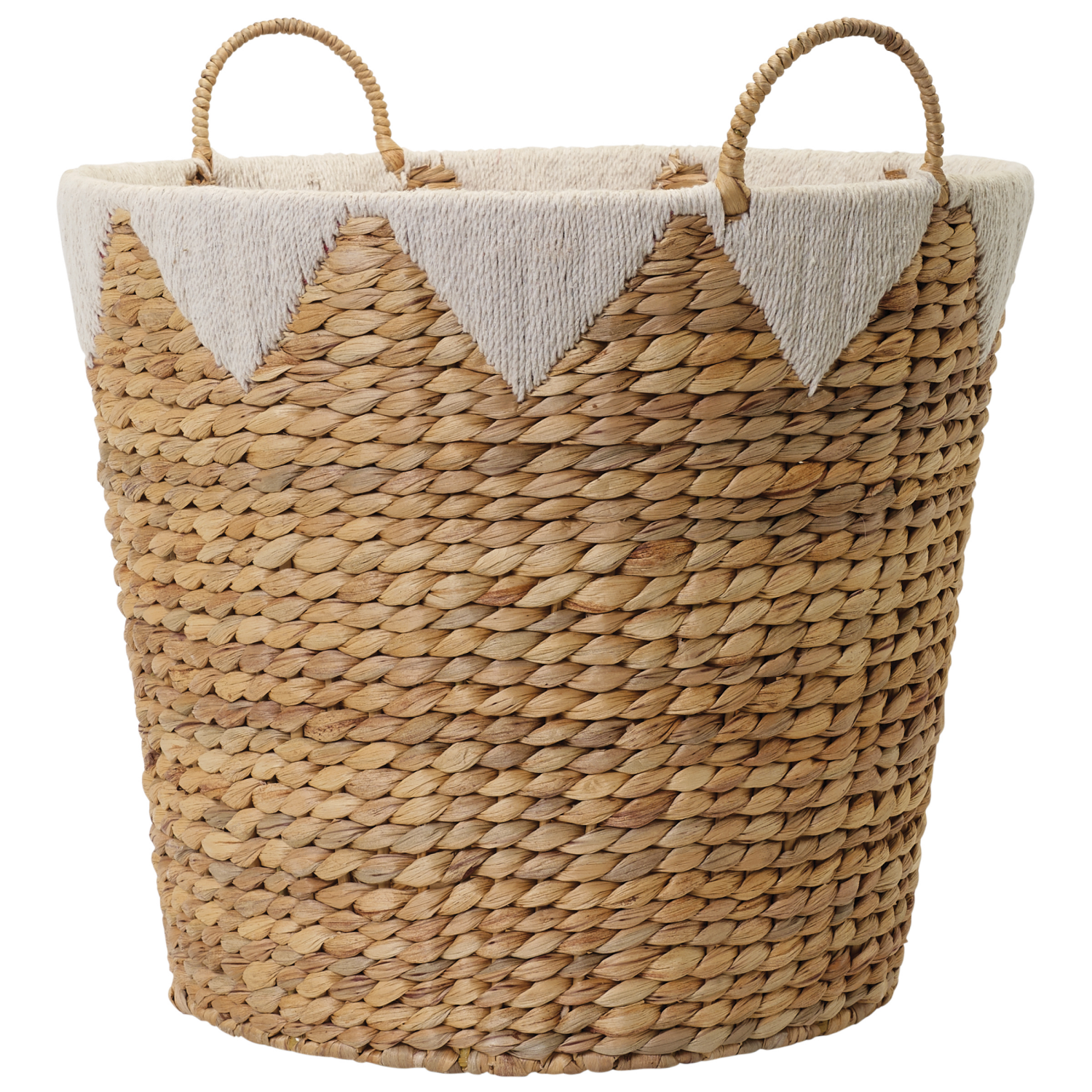 slide 5 of 8, Natural Ricenut Hyacinth Round Basket with Yarn, 1 ct