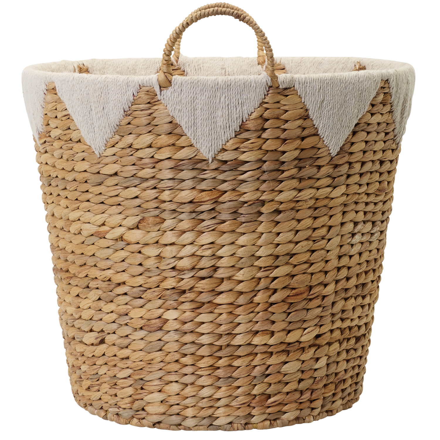 slide 7 of 8, Natural Ricenut Hyacinth Round Basket with Yarn, 1 ct