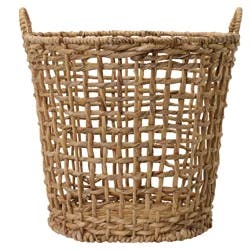 Natural Open Weave Hyacinth Round Basket