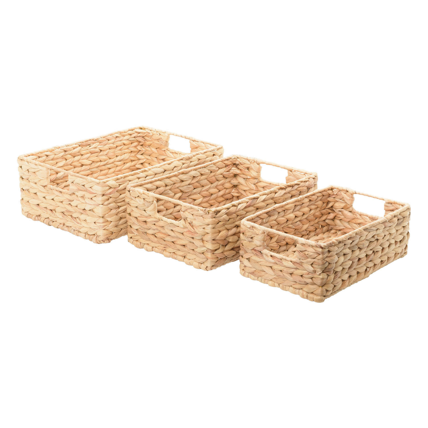 slide 2 of 5, RGI Natural Water Hyacinth Rectangular Havana Storage Baskets with Cut-out Handles, Value Set of 3 Baskets (1 Large, 1 Medium, 1 Small), 1 ct