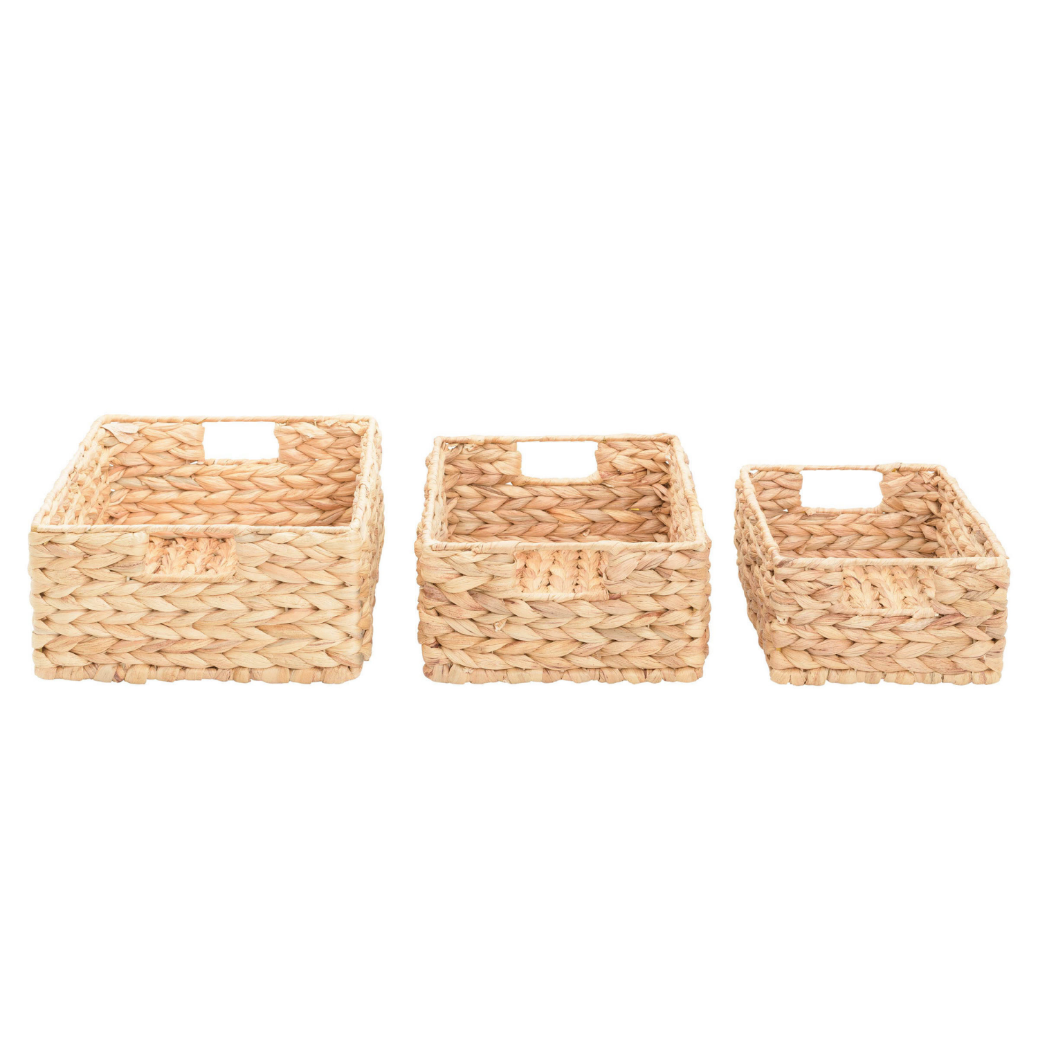 slide 1 of 5, RGI Natural Water Hyacinth Rectangular Havana Storage Baskets with Cut-out Handles, Value Set of 3 Baskets (1 Large, 1 Medium, 1 Small), 1 ct