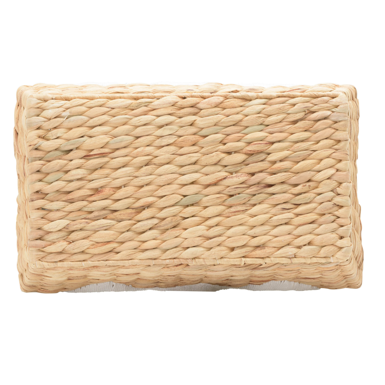 slide 7 of 8, Natural Water Hyacinth Rectangle Tapered Basket With Cream Yarn Triangle Trim Accent, 1 ct