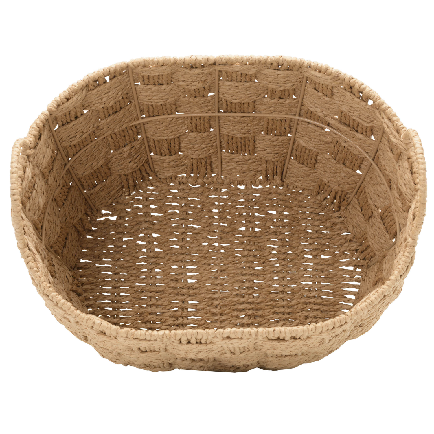 slide 4 of 4, RGI Medium Oval Paper Cord Storage Basket with Ear Handles, Tan, 13.75 in. L x 9.75 in. W x 8 in. H, 1 ct