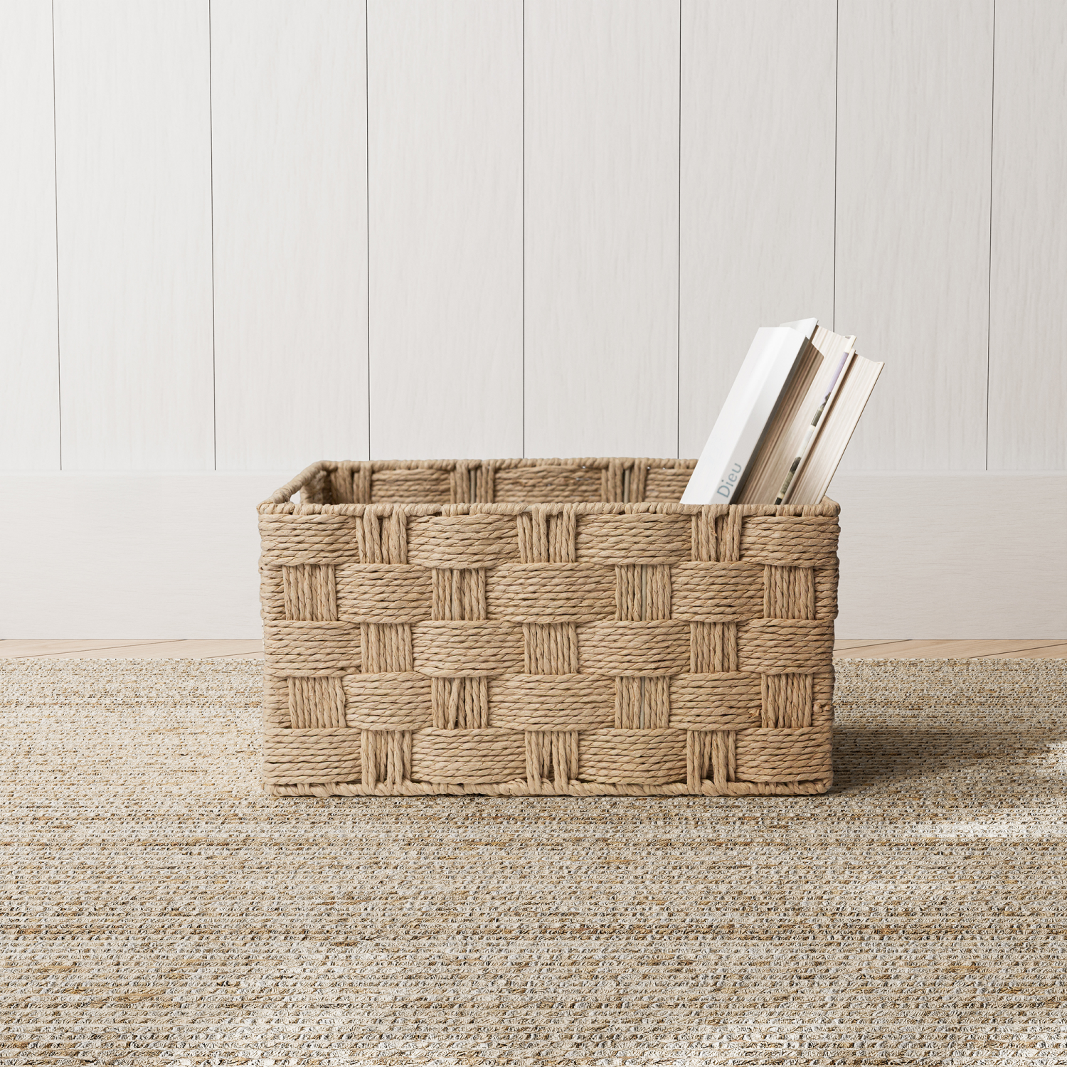slide 1 of 3, RGI Home Woven Paper Cord Decorative Storage Basket, Cream, 1 ct