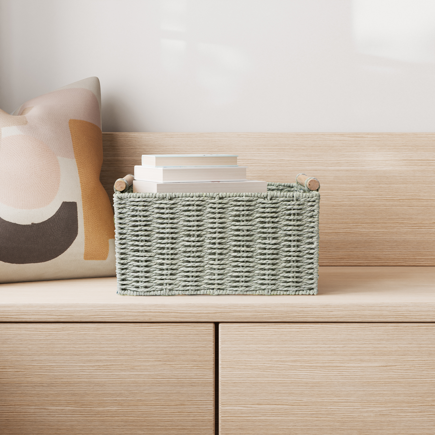 slide 1 of 4, RGI Home Woven Paper Cord Decorative Storage Basket, Desert Sage, 1 ct