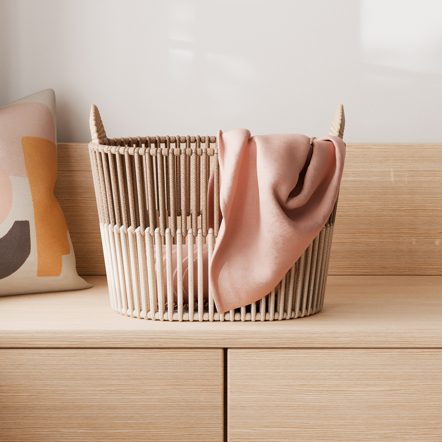 slide 1 of 3, RGI Home Woven Coiled Rope Decorative Storage Basket, Beige and Ivory, 1 ct