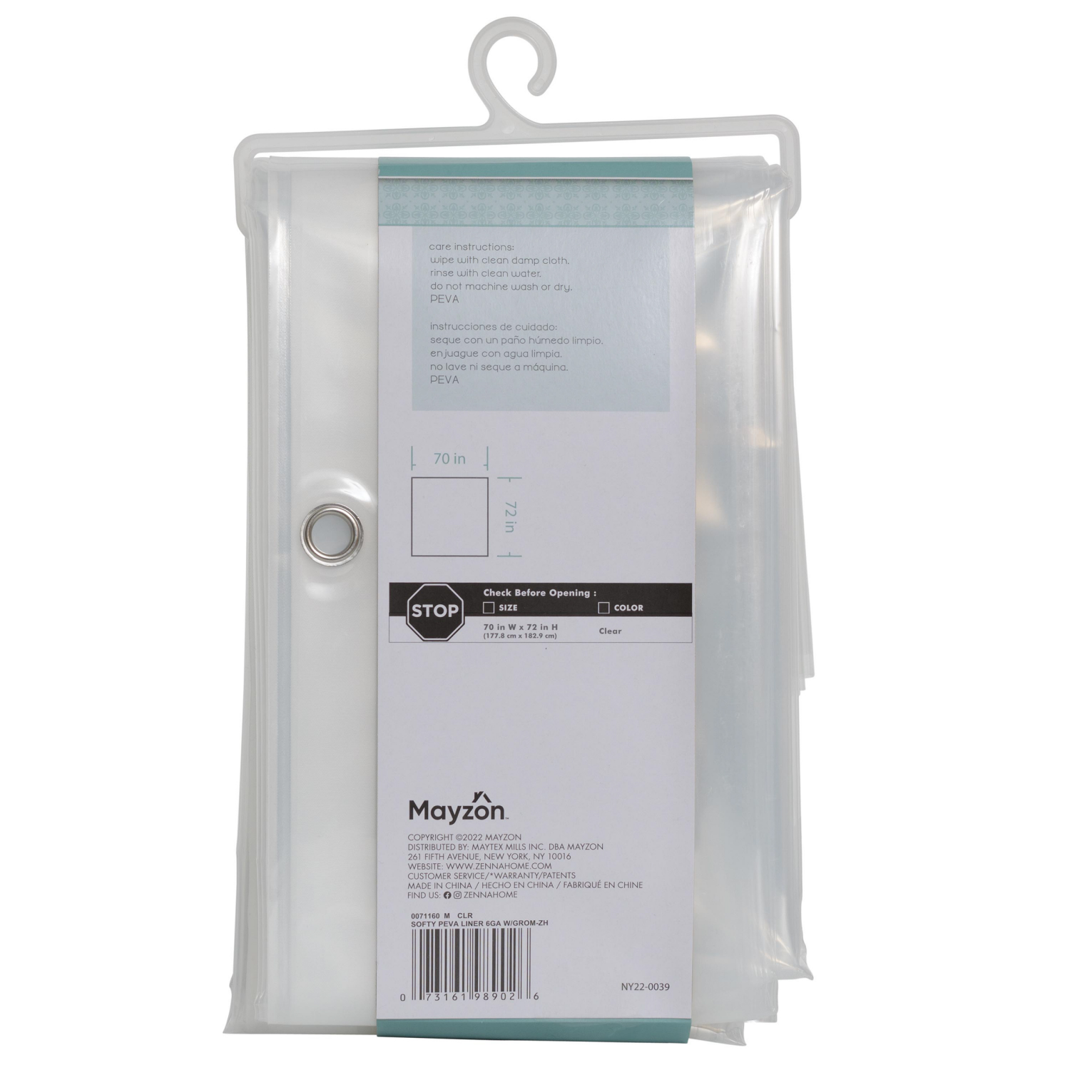 slide 4 of 4, Zenna Home Medium Weight Softy PEVA Shower Liner 70 in x 72 in, Frosty, 5.5 gauge