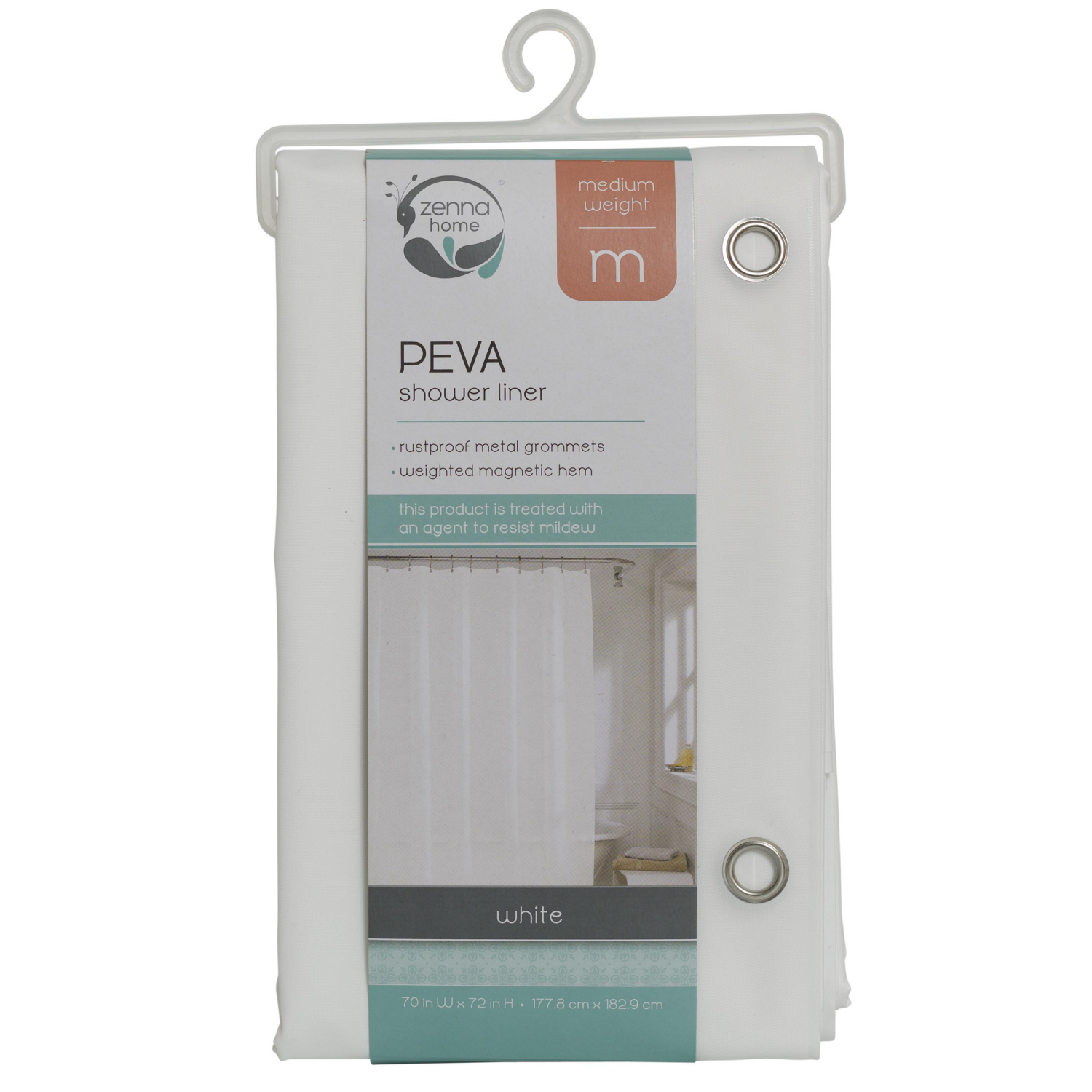 slide 3 of 4, ZENNA HOME Super Softy Shower Liner, White, 5.5 gauge