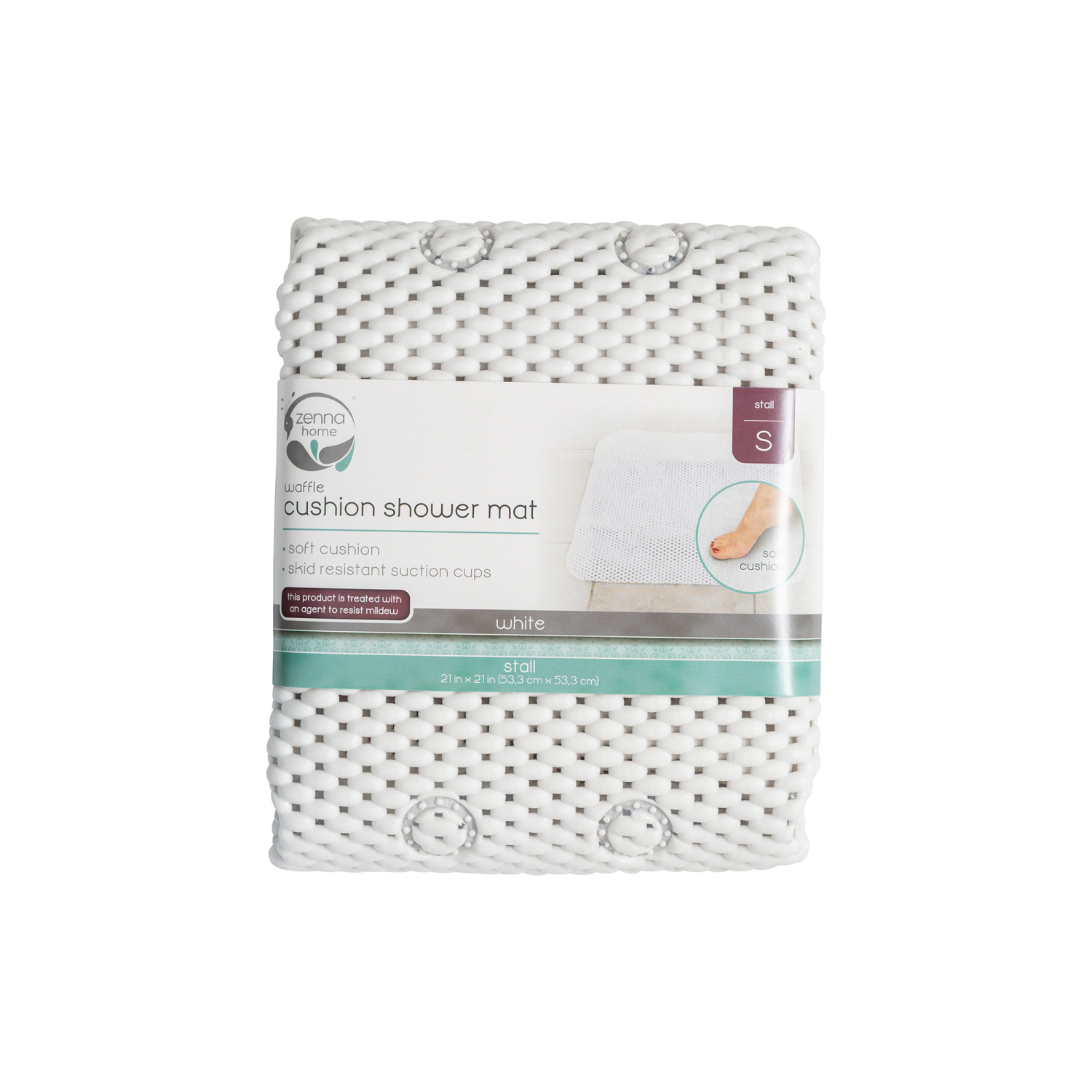 slide 2 of 3, ZENNA HOME Waffle Stall Tub Mat, White, 1 ct