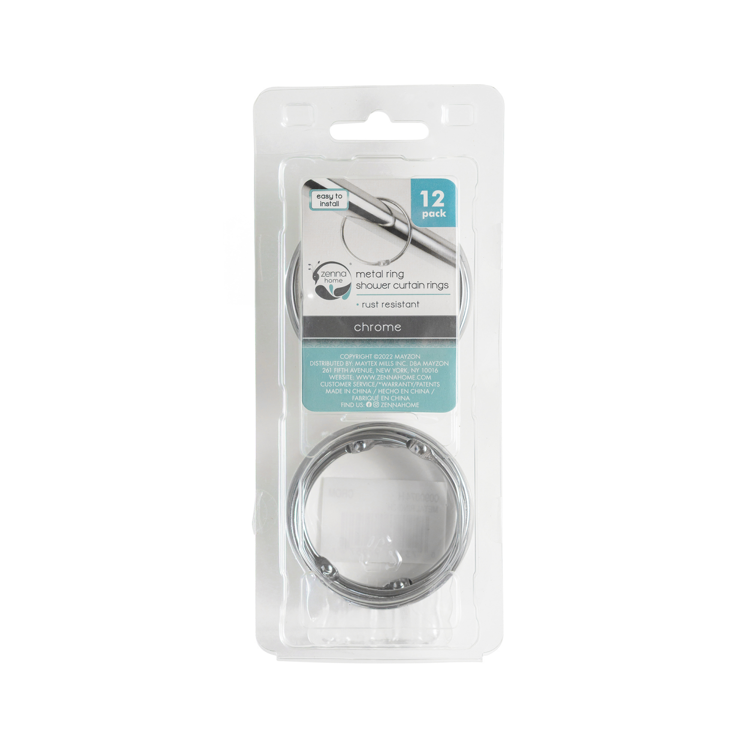 slide 2 of 3, Maytex Metal O-Ring Shower Curtain Hooks, Chrome, 12 ct