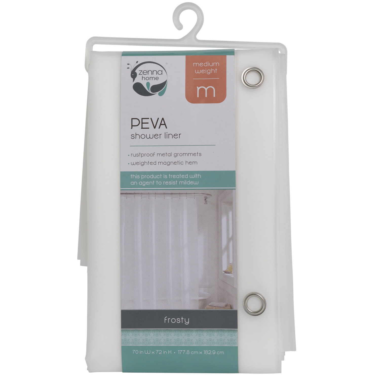 slide 3 of 4, Zenna Home Medium Weight Softy PEVA Shower Liner 70 in x 72 in, Clear, 5.5 gauge