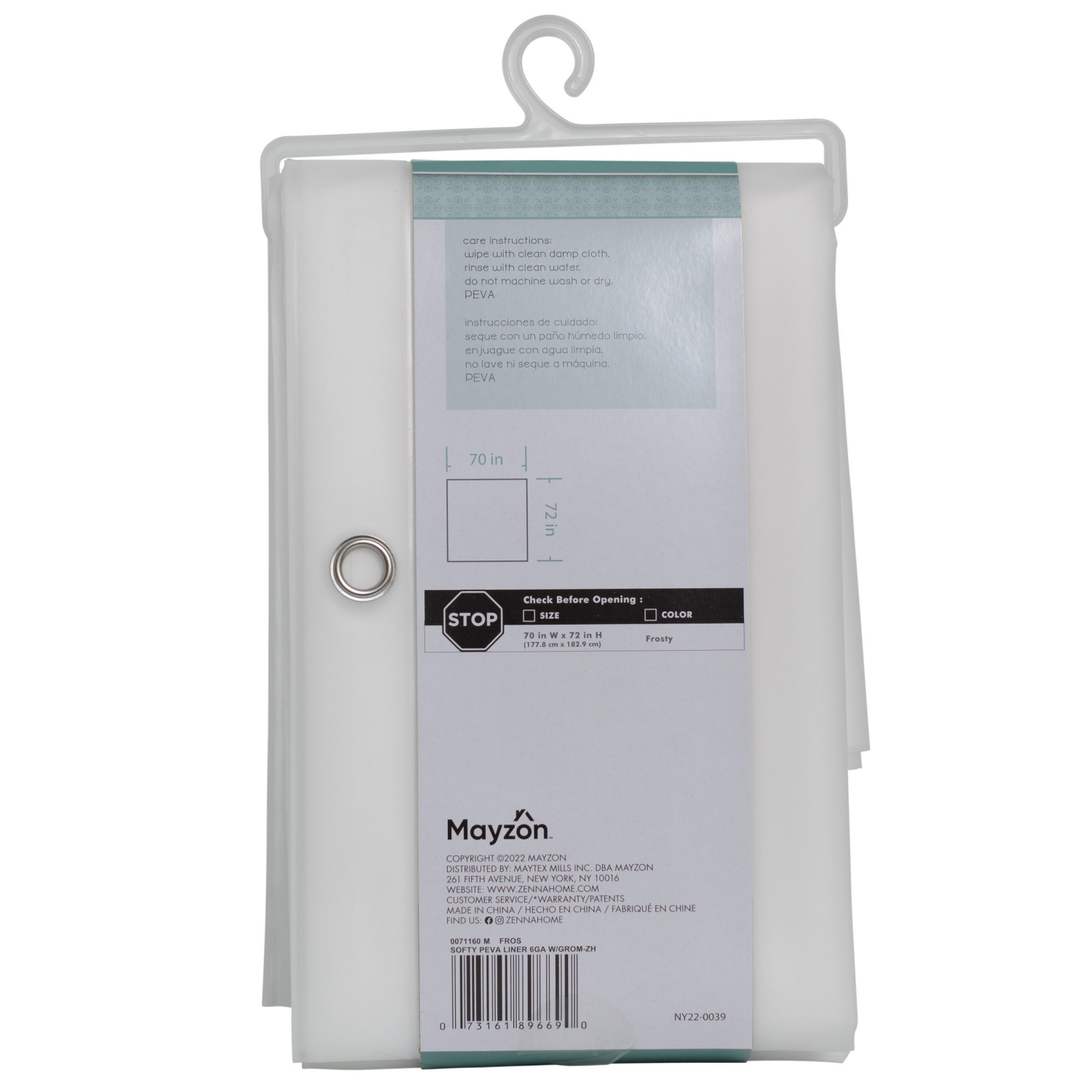 slide 4 of 4, Zenna Home Medium Weight Softy PEVA Shower Liner 70 in x 72 in, Clear, 5.5 gauge